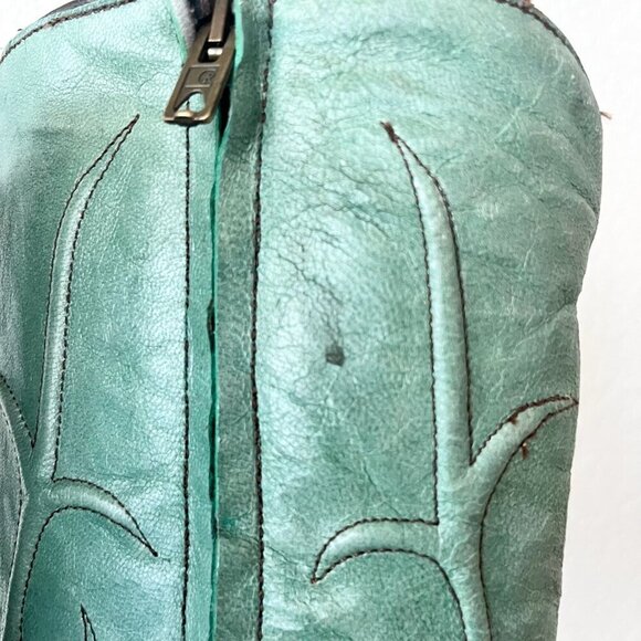 Rod Patrick Womens Knee High Cowboy Boots 5.5 C Brown Caiman Turquoise Western - Picture 8 of 12